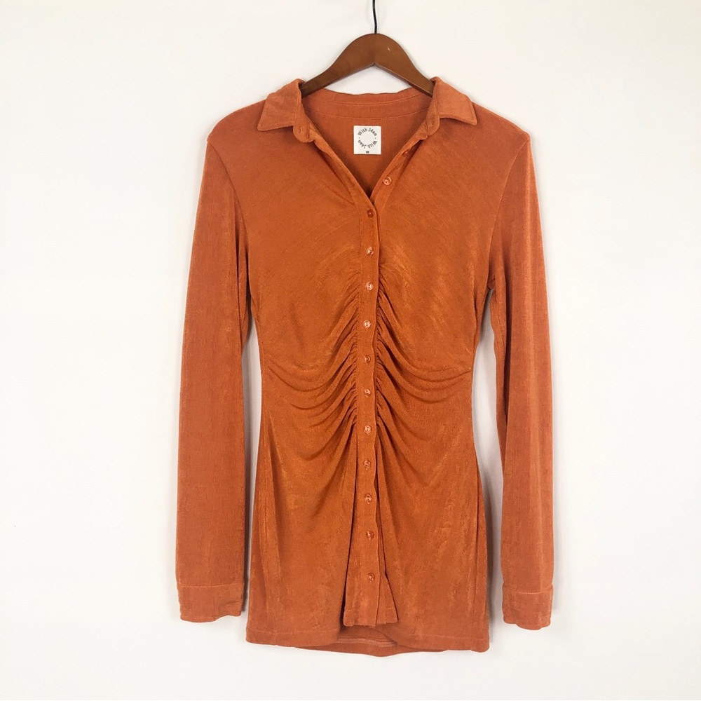 With Jean Andy Mini Dress Collared Body Con Orange‎ Size XS